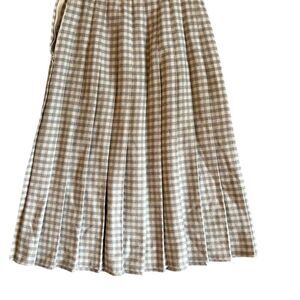 VTG Women's Plaid Pleated Midi Skirt Beige Size 10 Casual Pleated